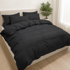 Set Copripiumino in Microfibra con Federa - Nero / 155x200 CM 1 Federa 50x80
