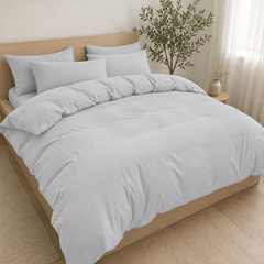 Set Copripiumino in Microfibra con Federa - Grigio Chiaro / 200x200 CM 2 Federa 50x80