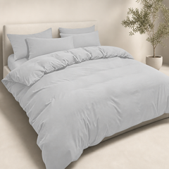 Set Copripiumino in Microfibra con Federa - Grigio Chiaro / 155x200 CM 1 Federa 50x80