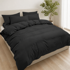 Set Copripiumino in Microfibra con Federa - Nero / 155x220 CM 1 Federa 50x80