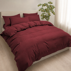 Set Copripiumino in Microfibra con Federa - Bordeaux / 240x220 CM 2 Federa 50x80