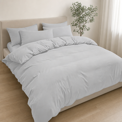 Set Copripiumino in Microfibra con Federa - Grigio Chiaro / 240x220 CM 2 Federa 50x80