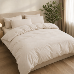 Set Copripiumino in Microfibra con Federa - Beige / 200x200 CM 2 Federa 50x80