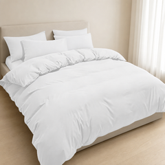 Set Copripiumino in Microfibra con Federa - Bianco / 200x200 CM 2 Federa 50x80