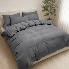 Set Copripiumino in Microfibra con Federa - Grigio Scuro / 155x220 CM 1 Federa 50x80