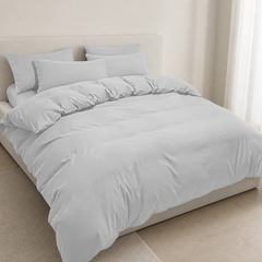 Set Copripiumino in Microfibra con Federa - Grigio Chiaro / 250x200 CM 2 Federa 50x80