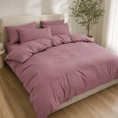 Set Copripiumino in Microfibra con Federa - Rosa Scuro / 240x220 CM 2 Federa 50x80