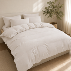 Set Copripiumino in Microfibra con Federa - Beige / 240x220 CM 2 Federa 50x80