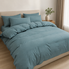 Set Copripiumino in Microfibra con Federa - Verde / 200x200 CM 2 Federa 50x80