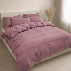 Set Copripiumino in Microfibra con Federa - Rosa Scuro / 155x200 CM 1 Federa 50x80