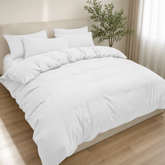 Set Copripiumino in Microfibra con Federa - Bianco / 250x200 CM 2 Federa 50x80