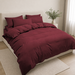 Set Copripiumino in Microfibra con Federa - Bordeaux / 155x220 CM 1 Federa 50x80