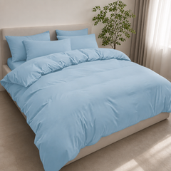 Set Copripiumino in Microfibra con Federa - Celeste / 240x220 CM 2 Federa 50x80