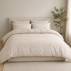Set Copripiumino in Microfibra con Federa - Beige / 250x200 CM 2 Federa 50x80
