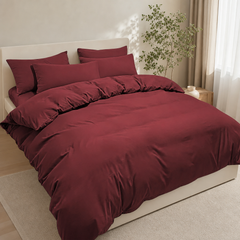 Set Copripiumino in Microfibra con Federa - Bordeaux / 250x200 CM 2 Federa 50x80