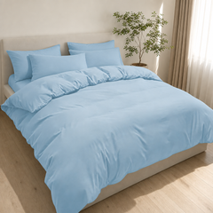 Set Copripiumino in Microfibra con Federa - Celeste / 250x200 CM 2 Federa 50x80