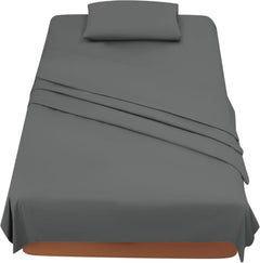 Completo Lenzuola in Microfibra 3 Pezzi - Grigio Scuro / 90x190/200 cm