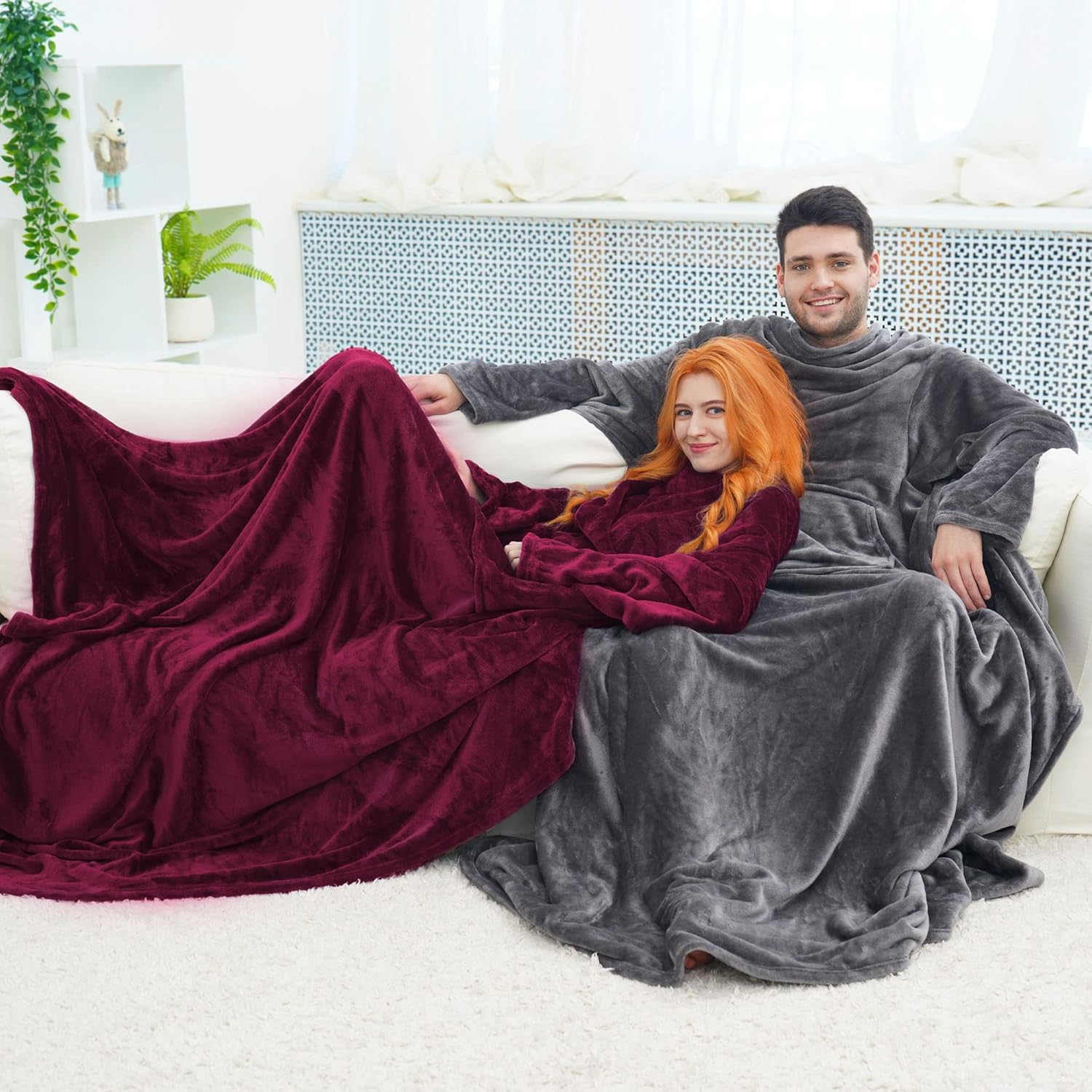 Coperta Tv Morbida per Divano - Bordeaux / 170x200