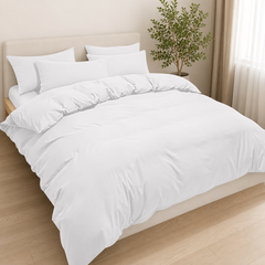 Set Copripiumino in Microfibra con Federa - Bianco / 240x220 CM 2 Federa 50x80
