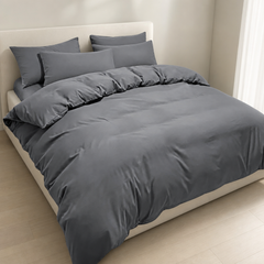 Set Copripiumino in Microfibra con Federa - Grigio Scuro / 250x200 CM 2 Federa 50x80