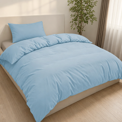 Set Copripiumino in Microfibra con Federa - Celeste / 155x220 CM 1 Federa 50x80