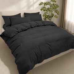 Set Copripiumino in Microfibra con Federa - Nero / 240x220 CM 2 Federa 50x80