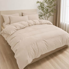 Set Copripiumino in Microfibra con Federa - Beige / 240x220 CM 2 Federe 65x65