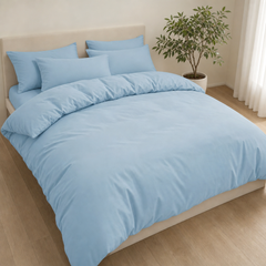 Set Copripiumino in Microfibra con Federa - Celeste / 135x200 CM 1 Federe 65x65