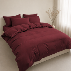 Set Copripiumino in Microfibra con Federa - Bordeaux / 240x220 CM 2 Federe 65x65