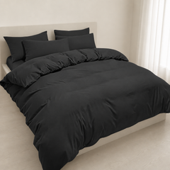 Set Copripiumino in Microfibra con Federa - Nero / 260x240 CM 2 Federe 50x80