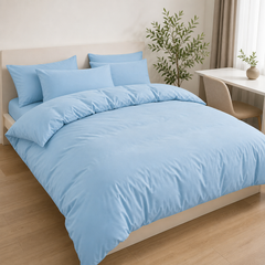 Set Copripiumino in Microfibra con Federa - Celeste / 200x200 CM 2 Federe 65x65