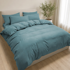 Set Copripiumino in Microfibra con Federa - Verde / 260x240 CM 2 Federe 50x80