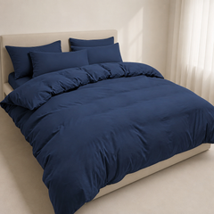 Set Copripiumino in Microfibra con Federa - Blu / 260x240 CM 2 Federe 50x80