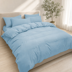 Set Copripiumino in Microfibra con Federa - Celeste / 260x240 CM 2 Federe 50x80
