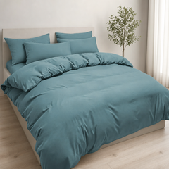 Set Copripiumino in Microfibra con Federa - Verde / 230x220 CM 2 Federe 50x80
