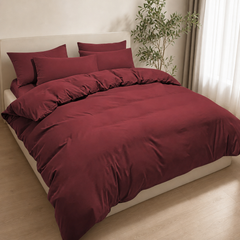 Set Copripiumino in Microfibra con Federa - Bordeaux / 230x220 CM 2 Federe 50x80