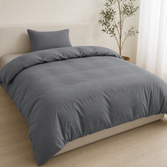 Set Copripiumino in Microfibra con Federa - Grigio Scuro / 135x200 CM 1 Federa 50x80