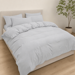 Set Copripiumino in Microfibra con Federa - Grigio Chiaro / 240x220 CM 2 Federe 65x65
