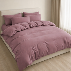 Set Copripiumino in Microfibra con Federa - Rosa Scuro / 240x220 CM 2 Federe 65x65