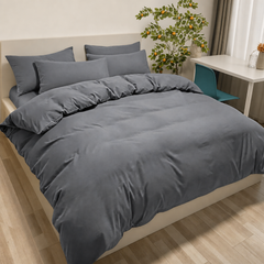 Set Copripiumino in Microfibra con Federa - Grigio Scuro / 260x240 CM 2 Federe 65x65