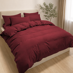 Set Copripiumino in Microfibra con Federa - Bordeaux / 260x240 CM 2 Federe 65x65