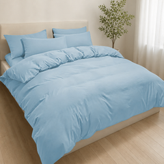 Set Copripiumino in Microfibra con Federa - Celeste / 240x220 CM 2 Federe 65x65