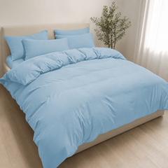 Set Copripiumino in Microfibra con Federa - Celeste / 260x240 CM 2 Federe 65x65