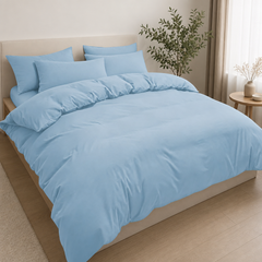 Set Copripiumino in Microfibra con Federa - Celeste / 230x220 CM 2 Federe 50x80