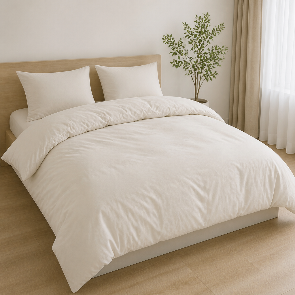Set Copripiumino in Microfibra con Federa - Beige / 200x200 CM 2 Federe 65x65
