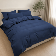 Set Copripiumino in Microfibra con Federa - Blu / 230x220 CM 2 Federe 50x80