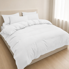 Set Copripiumino in Microfibra con Federa - Bianco / 230x220 CM 2 Federe 50x80