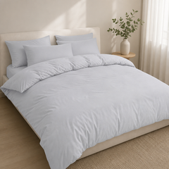 Set Copripiumino in Microfibra con Federa - Grigio Chiaro / 135x200 CM 1 Federa 50x80