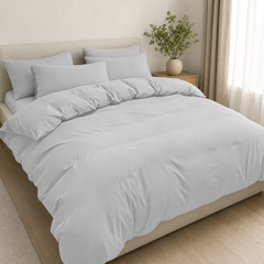 Set Copripiumino in Microfibra con Federa - Grigio Chiaro / 260x240 CM 2 Federe 50x80