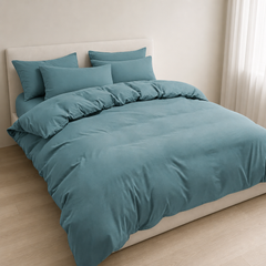 Set Copripiumino in Microfibra con Federa - Verde / 240x220 CM 2 Federe 65x65